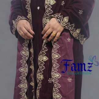 Velvet 3 pc Plazo Suit (Maroon)