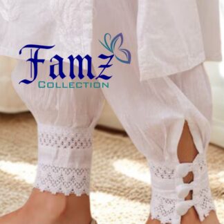 Afghani Pant Chikankari (White)