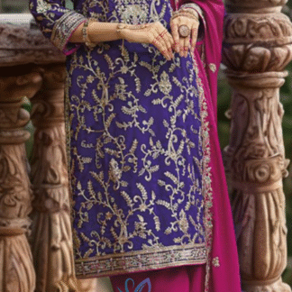 3 pc Suit with Full Zari work (Purple & Hotpink)